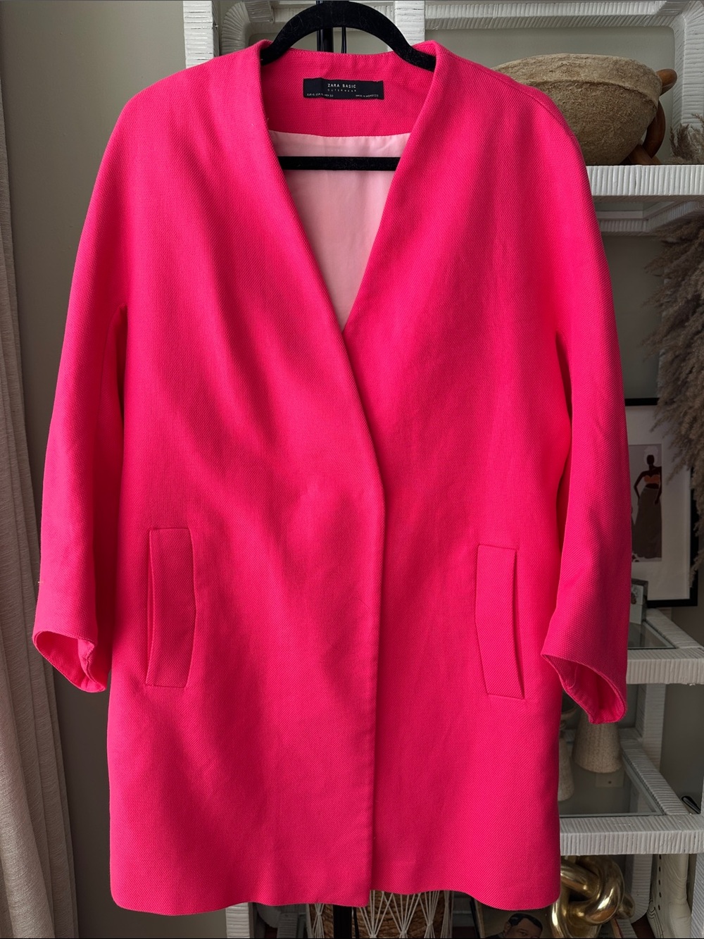 Zara Hot Pink Open-Front Trench Coat